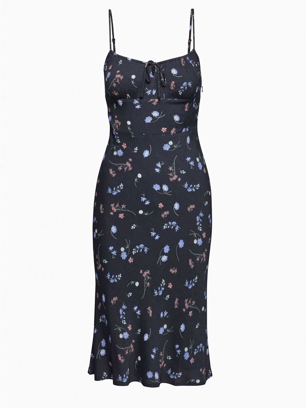 Floral Slip Midi Dress - Black